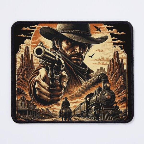 Item preview,  Wild West Outlaw Gunslinger Cowboy Steam Train Sunset designed and sold by AgnesB77.