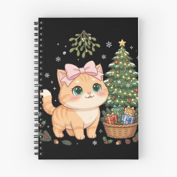Item preview, Christmas Cat Under Mistletoe With Tree designed and sold by Moody Vibes Studio.