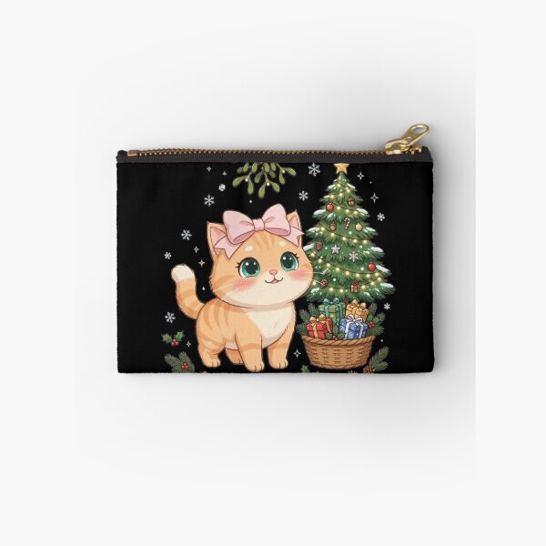 Item preview, Christmas Cat Under Mistletoe With Tree designed and sold by Moody Vibes Studio.