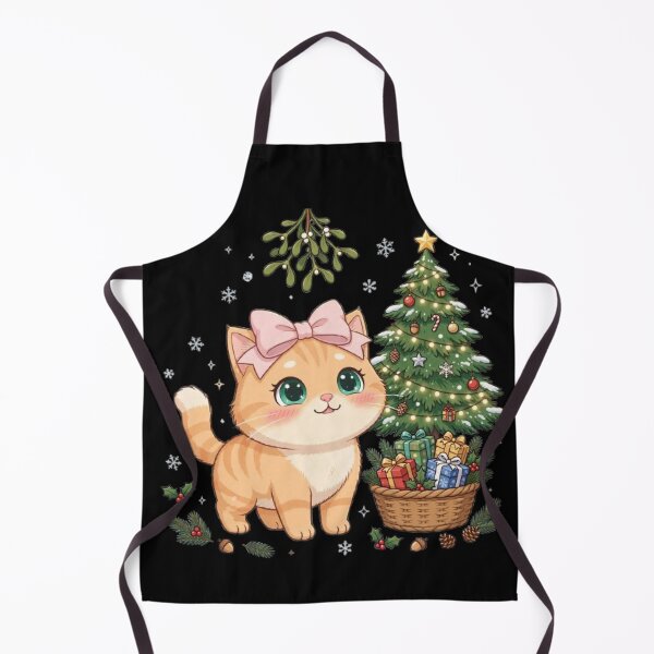 Item preview, Christmas Cat Under Mistletoe With Tree designed and sold by Luna's World - Moody Vibes Studio.