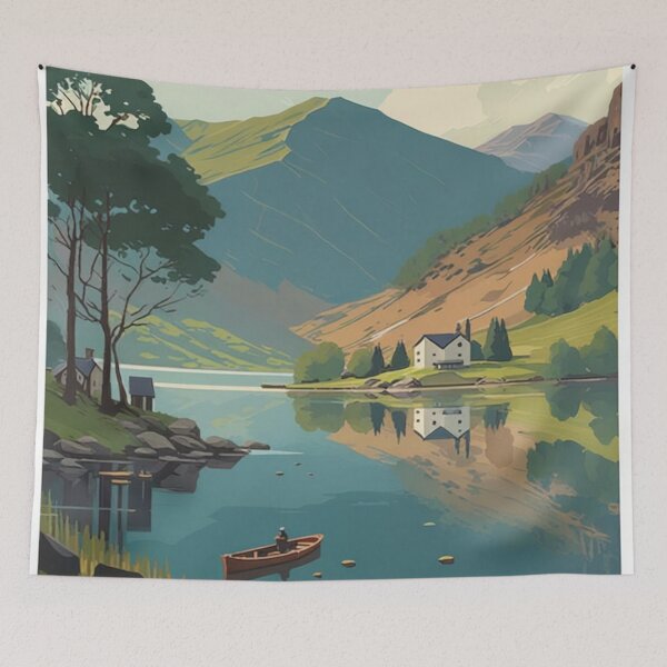 Item preview, The Lake District Original Custom Vintage Poster Wall Art Design Gift Pillow Home Soft Furnishing designed and sold by Cool Robot Bro..