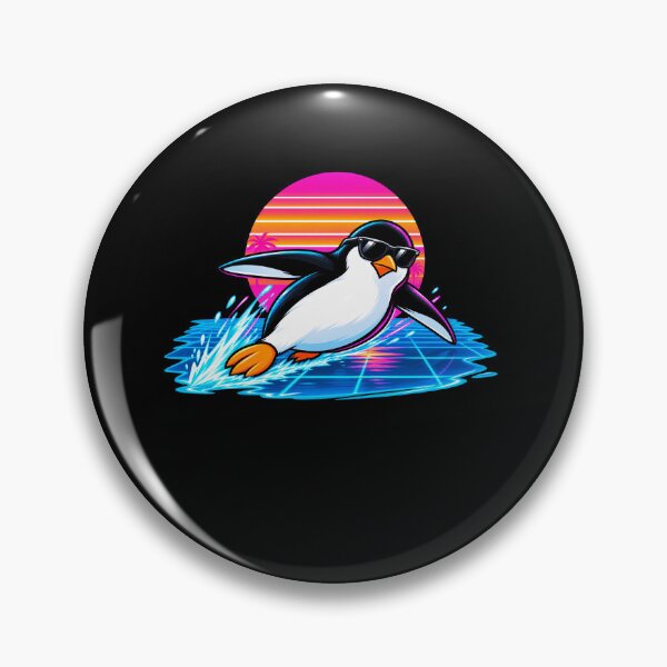 Item preview, Penguin Surfing Retro Sunset designed and sold by elderberry.