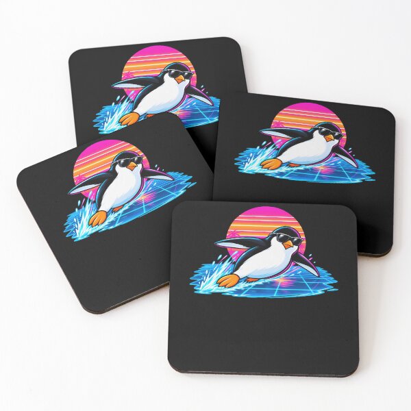 Item preview, Penguin Surfing Retro Sunset designed and sold by elderberry.