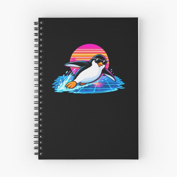 Item preview, Penguin Surfing Retro Sunset designed and sold by elderberry.