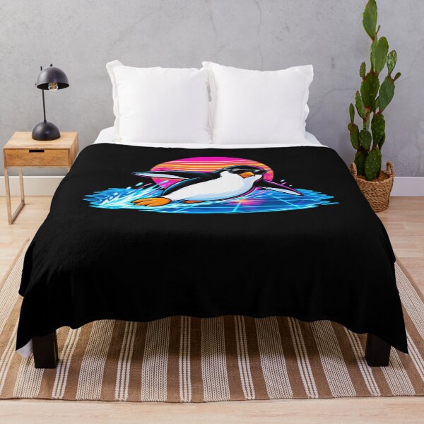 Item preview, Penguin Surfing Retro Sunset designed and sold by elderberry.