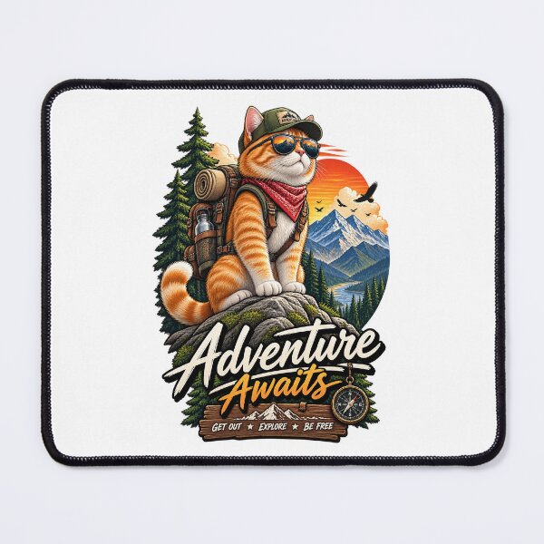 Item preview, Adventure Cat Hiking Vintage Outdoor Graphic – Funny Mountain Explorer Cat designed and sold by HAFIZ-DP.