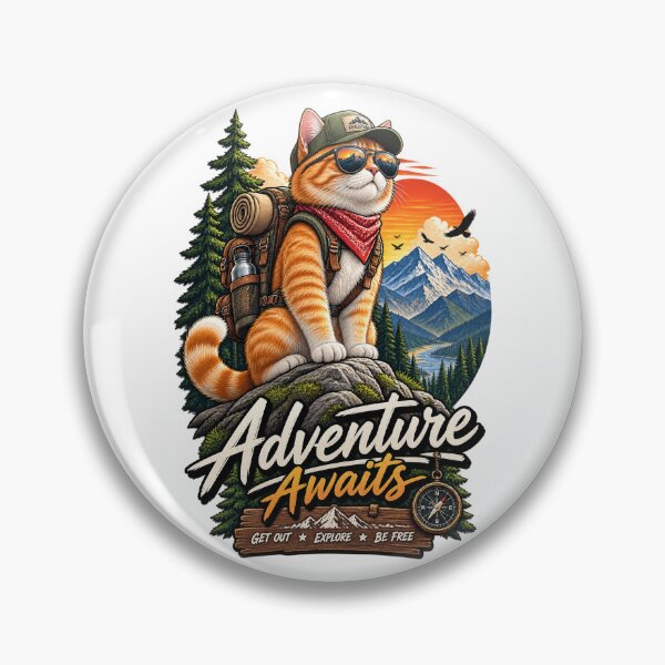 Item preview, Adventure Cat Hiking Vintage Outdoor Graphic – Funny Mountain Explorer Cat designed and sold by HAFIZ-DP.