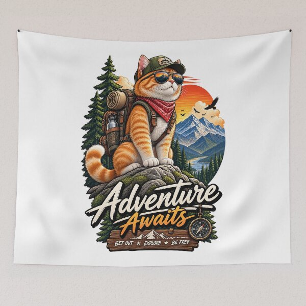 Item preview, Adventure Cat Hiking Vintage Outdoor Graphic – Funny Mountain Explorer Cat designed and sold by HAFIZ-DP.
