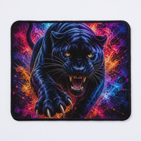 Item preview, Neon Black Panther Colorful Paint Splatter Wild Cat Art designed and sold by AgnesB77.