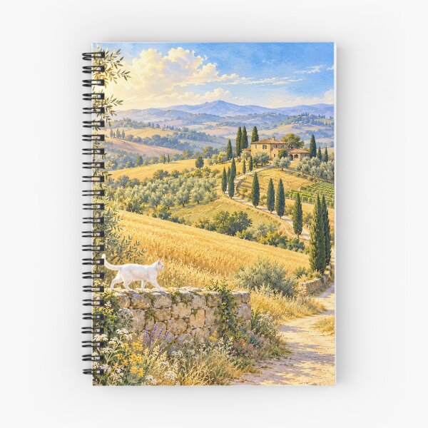 Item preview, Golden Tuscany – White Cat in the Sunlit Italian Hills designed and sold by SEIMEI2025.