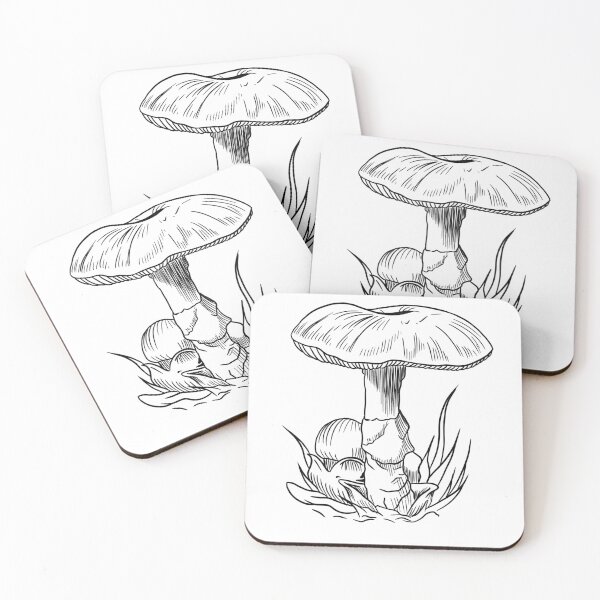 Item preview, Green Death Cap Mushroom – Botanical Line Art designed and sold by SaskiaFranken.
