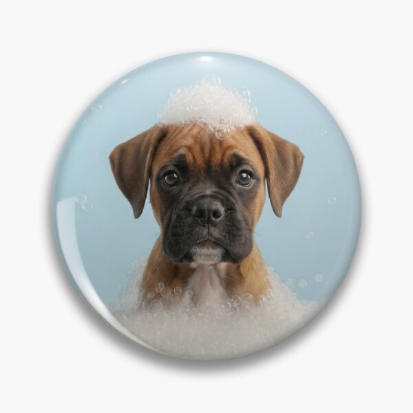 Item preview, Baby Boxer Puppy Bubble Bath Cute Nursery Bathroom Wall Art designed and sold by LazyOwlStore.