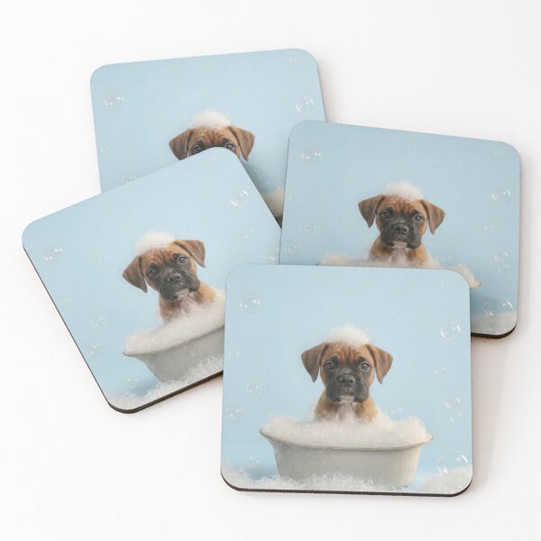 Item preview, Baby Boxer Puppy Bubble Bath Cute Nursery Bathroom Wall Art designed and sold by LazyOwlStore.