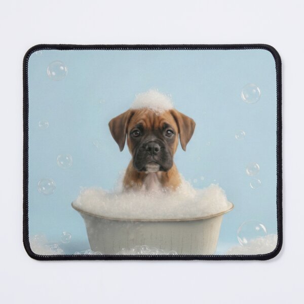 Item preview, Baby Boxer Puppy Bubble Bath Cute Nursery Bathroom Wall Art designed and sold by LazyOwlStore.