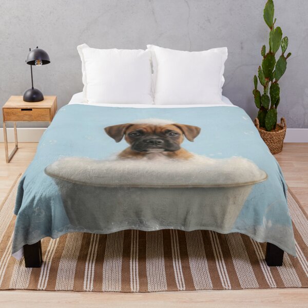 Item preview, Baby Boxer Puppy Bubble Bath Cute Nursery Bathroom Wall Art designed and sold by LazyOwlStore.