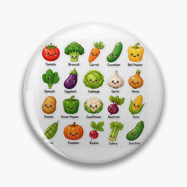 Item preview, Cute Kawaii Vegetable Stickers – Adorable Veggie Names, Healthy Food & Kids Educational Sticker Sheet designed and sold by vinothmech53.