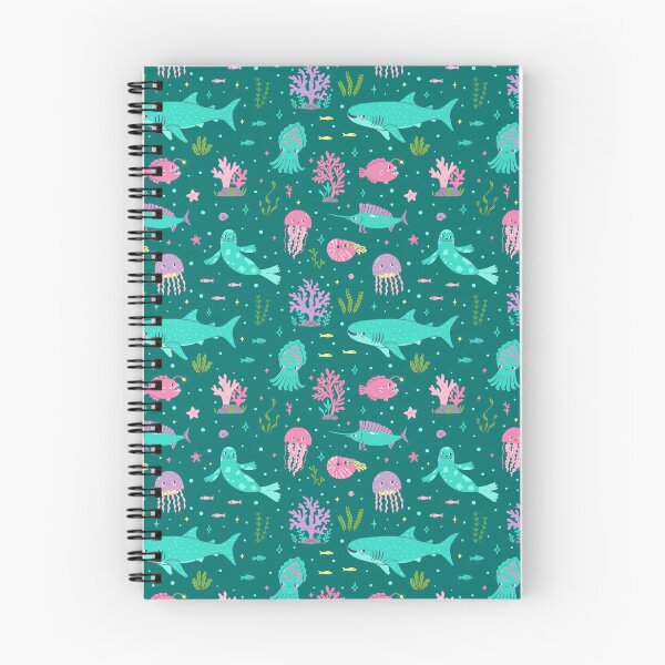 Item preview,  sea animals: shark, seal, jellyfish and others on a turquoise background. designed and sold by burbura.