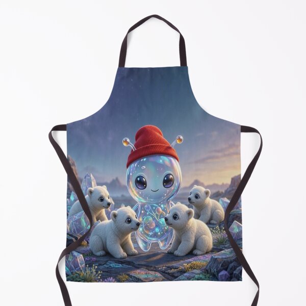 Item preview, Cute Alien Medanix with Polar Bear Cubs - Cozy Winter Space Core designed and sold by Breezes-of-Ida.