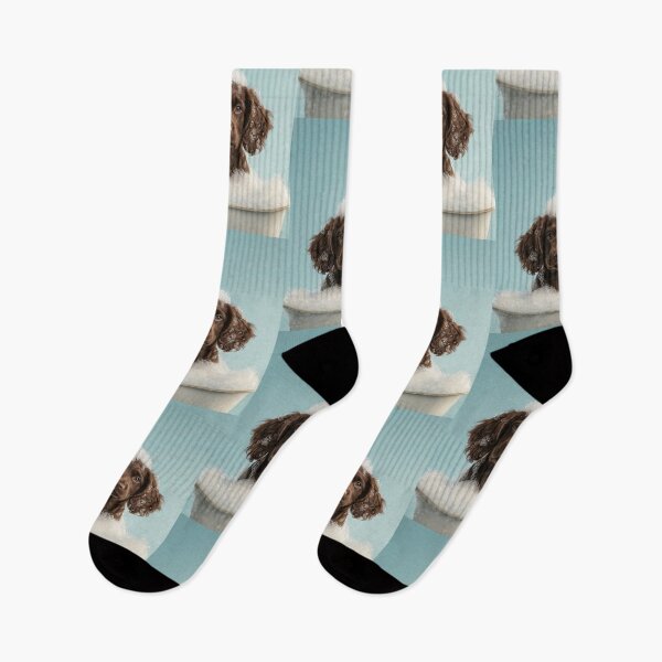 Item preview, Baby Boykin Spaniel Bubble Bath Cute Nursery Bathroom Art designed and sold by LazyOwlStore.