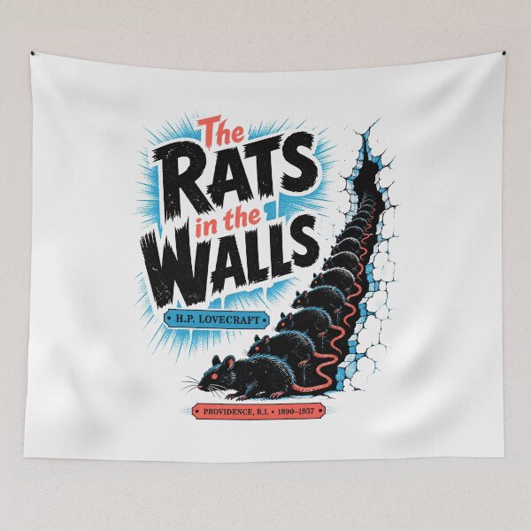 Aperçu de l'œuvre Lovecraft Les Rats dans les murs Horreur rétro créée et vendue par Fenay Designs.
