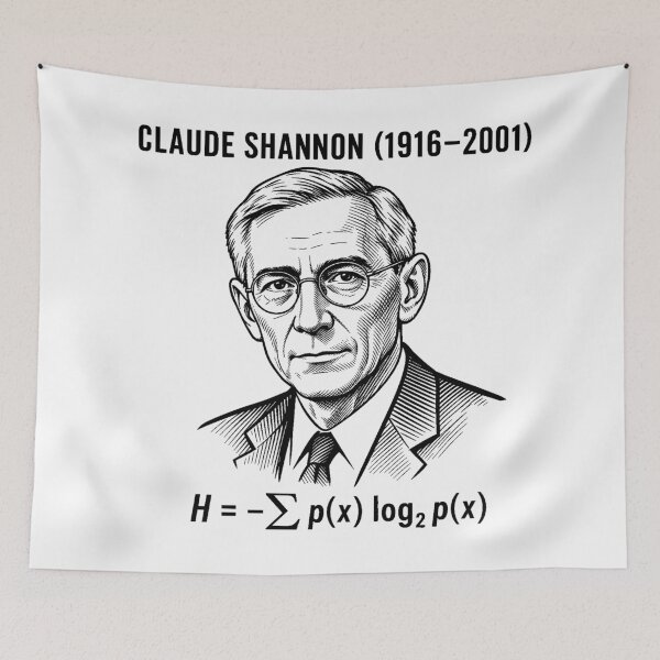 Aperçu de l'œuvre Gravure blueprint Claude Shannon théorie de l'information créée et vendue par Art&Fun.