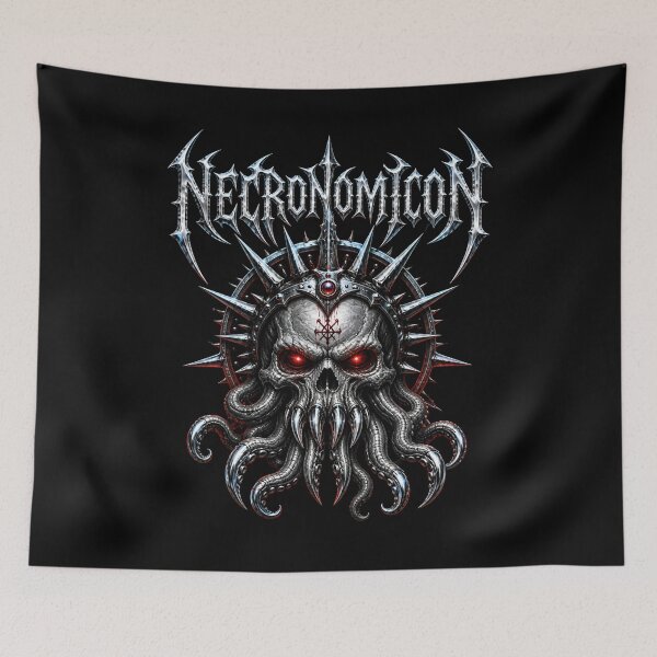 Artikelvorschau, Lovecraft Necronomicon Chrome Cthulhu Schädel entworfen und verkauft von Fenay Designs.