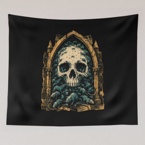 Item preview, Lovecraft Rats Form a Skull in a Gothic Arch designed and sold by Fenay Designs.
