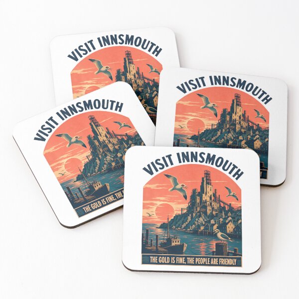 Item preview, Lovecraft Visit Innsmouth Sunset Travel Poster designed and sold by Fenay Designs.