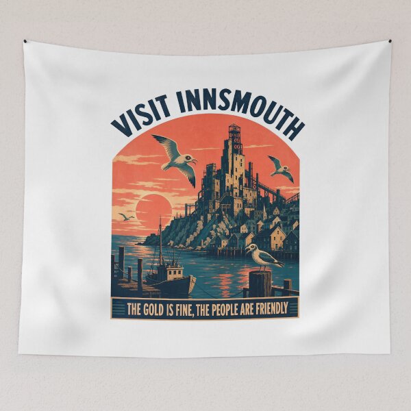 Item preview, Lovecraft Visit Innsmouth Sunset Travel Poster designed and sold by Fenay Designs.
