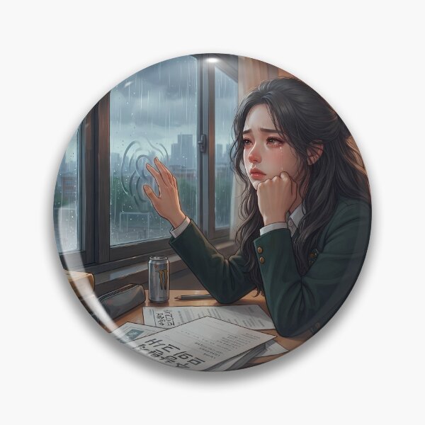 Item preview, Rainy Day High School Senior Classroom: Moody Exam Stress & Youth Aesthetic, Lo-Fi Melancholy designed and sold by SOOstudio73.