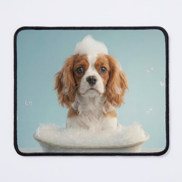 Item preview, Baby Cavalier King Charles Bubble Bath Nursery Bathroom Art designed and sold by LazyOwlStore.