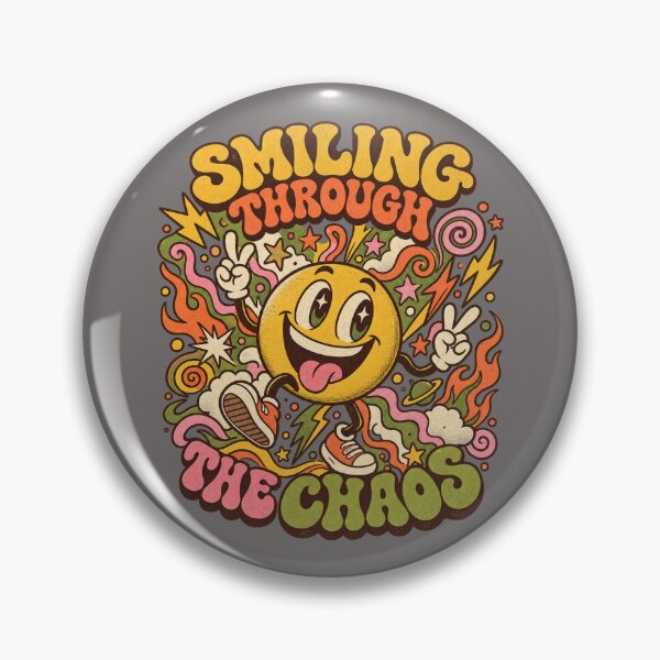 Item preview, Smiling Through the Chaos Retro Smiley Tee designed and sold by Golden Era Studio.