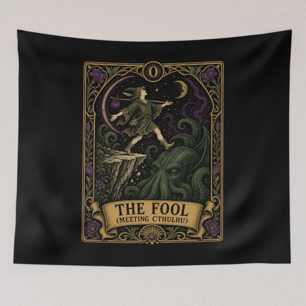 Item preview, Lovecraft The Fool Meeting Cthulhu Tarot Card designed and sold by Fenay Designs.