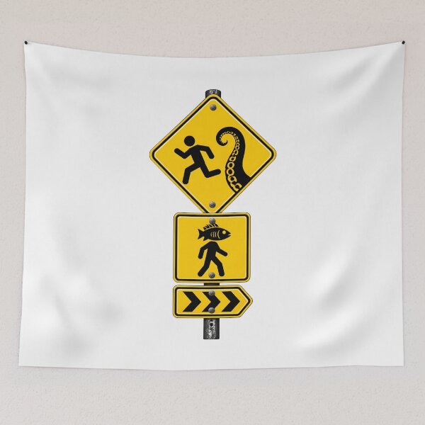 Item preview, Lovecraft Innsmouth Crossing Tentacle Warning Signs designed and sold by Fenay Designs.