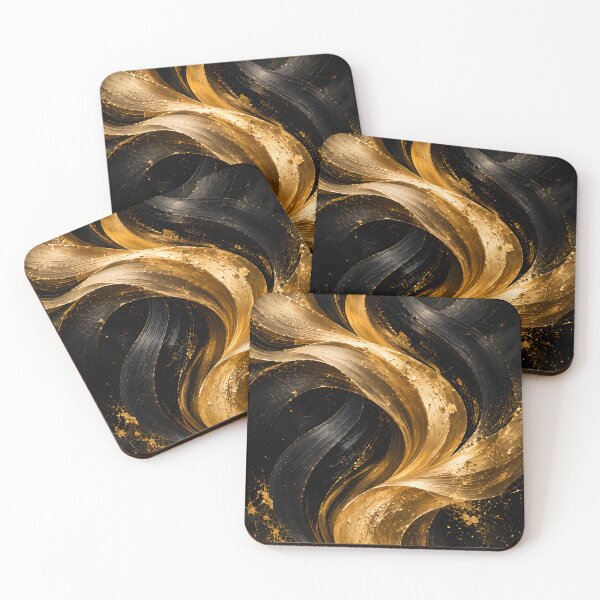 Item preview, Golden Flow – Luxury Black and Gold Abstract Art designed and sold by bauschberts.