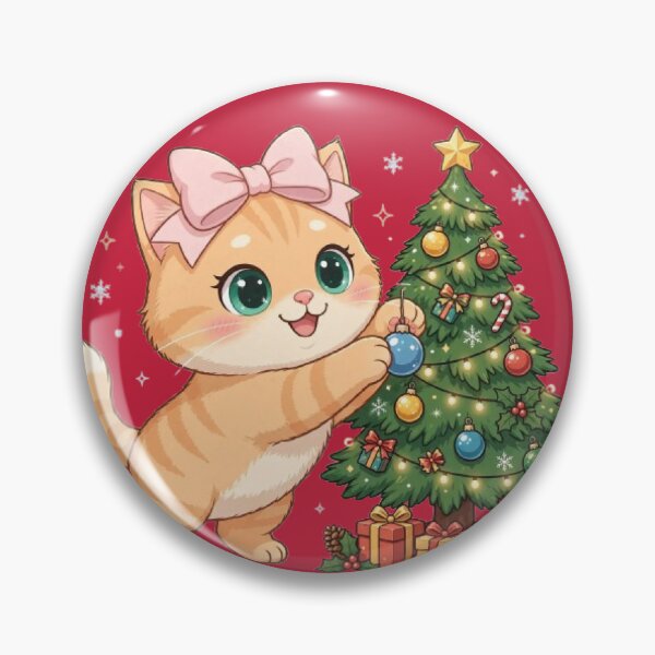 Item preview, Cute Cat Decorating Christmas Tree designed and sold by Moody Vibes Studio.