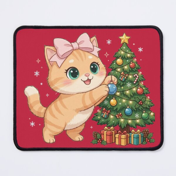 Item preview, Cute Cat Decorating Christmas Tree designed and sold by Moody Vibes Studio.