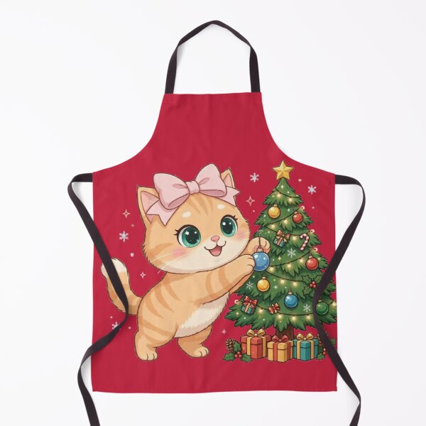 Item preview, Cute Cat Decorating Christmas Tree designed and sold by Moody Vibes Studio.