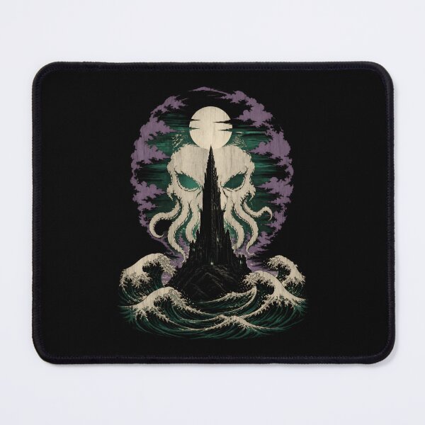 Item preview, Lovecraft Moonlit Cthulhu Skull Over Black Spire designed and sold by Fenay Designs.