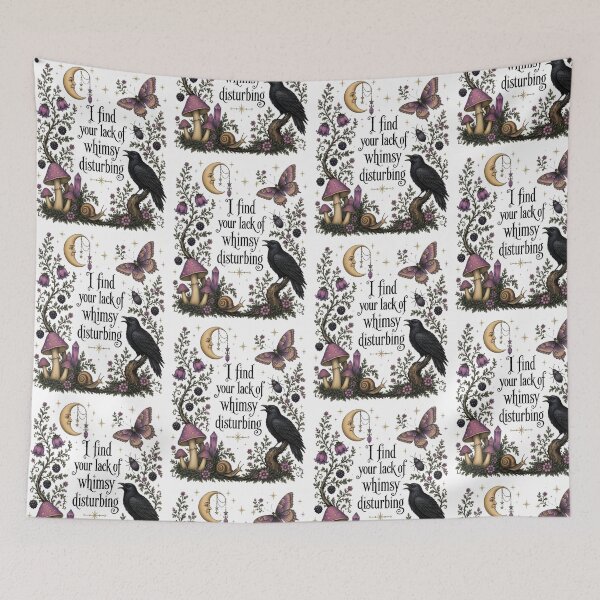 Item preview, I Find Your Lack of Whimsy Disturbing, Gothic Raven Mushroom Garden designed and sold by PixlCrypt.
