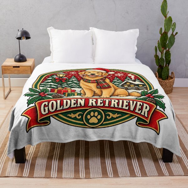 Item preview, Golden Retriever Christmas Shirt – Retro Santa Hat Snow Badge Design designed and sold by Globalcitytees.