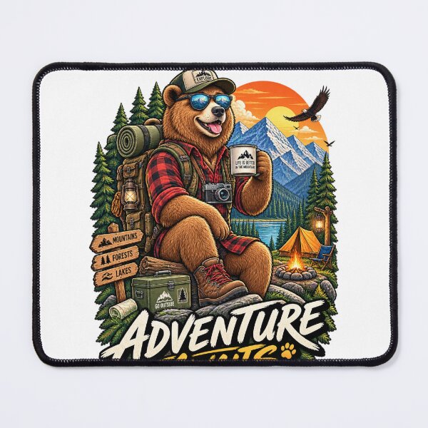 Item preview, Adventure Bear Camping Mountain Explorer Vintage Outdoor Graphic designed and sold by HAFIZ-DP.