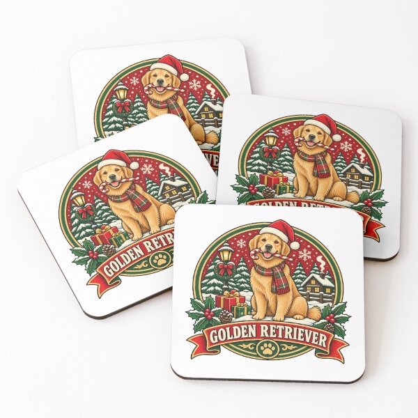 Item preview, Golden Retriever Christmas Shirt – Retro Santa Hat Snow Badge Design designed and sold by Globalcitytees.