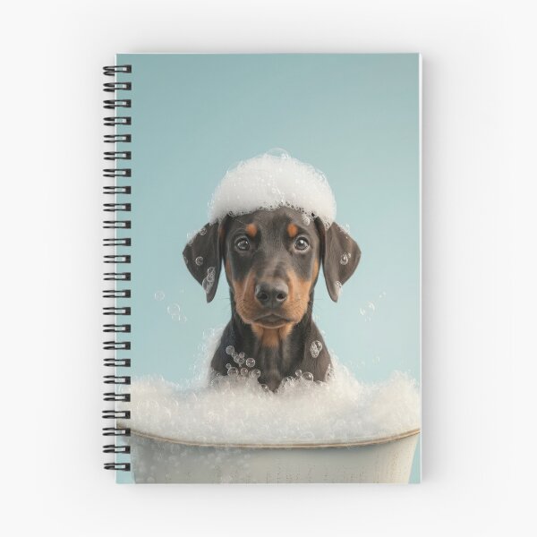 Item preview, Baby Doberman Pinscher Bubble Bath Nursery Bathroom Wall Art designed and sold by LazyOwlStore.