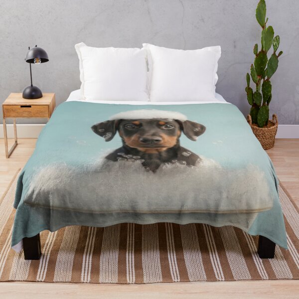 Item preview, Baby Doberman Pinscher Bubble Bath Nursery Bathroom Wall Art designed and sold by LazyOwlStore.