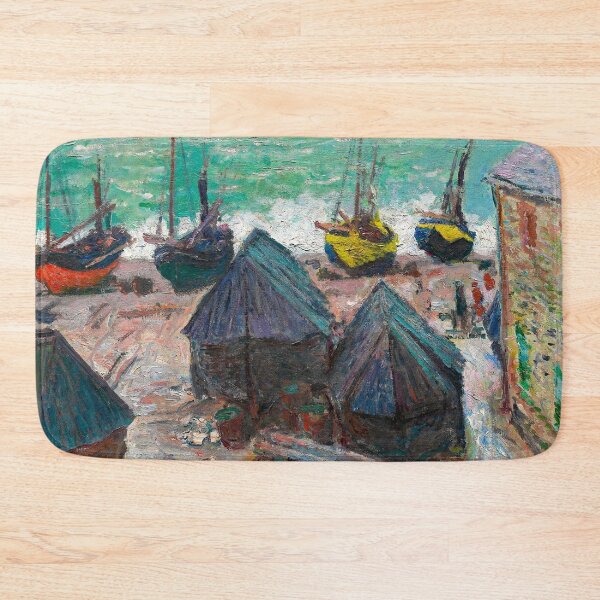Item preview, Claude Monet - Boats on the Beach at Étretat, Normandy, France nautical maritime seascape impressionism painting designed and sold by Jéanpaul  Ferro.