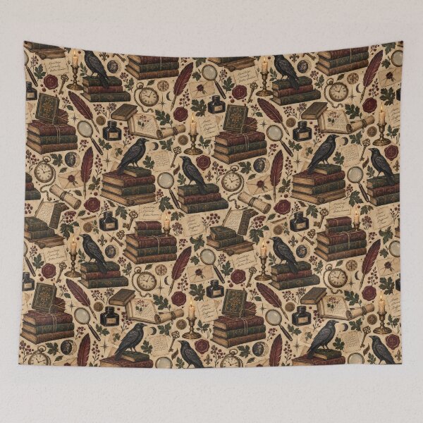 Item preview, Ink And Candlelight Dark Academia Seamless Pattern Design designed and sold by Fanverse Merchandise.