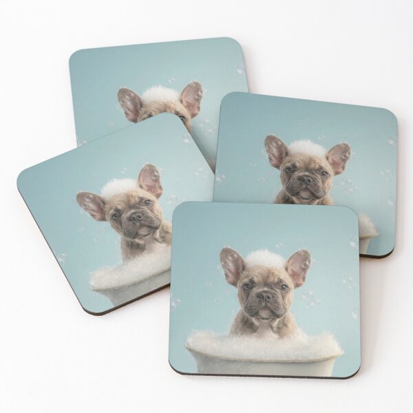 Item preview, Baby French Bulldog Bubble Bath Cute Nursery Bathroom Art designed and sold by LazyOwlStore.
