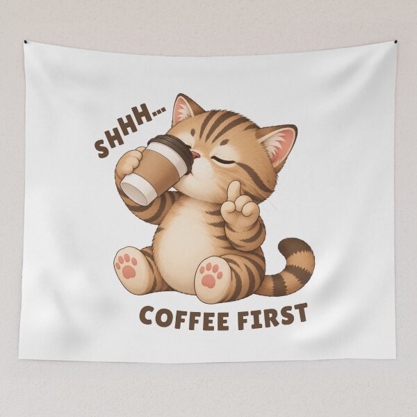 Item preview, Shhh Coffee First Cat designed and sold by Moochie Studios.
