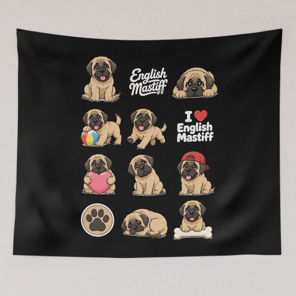 Item preview, Cute English Mastiff stickers and apparel design designed and sold by rafaeltto.